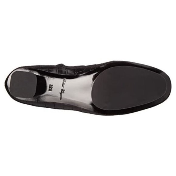 CLERGERIE Croc Leather Ankle Boots Metal Block Mid heel Black Booties Size 6.5 - Picture 7 of 16